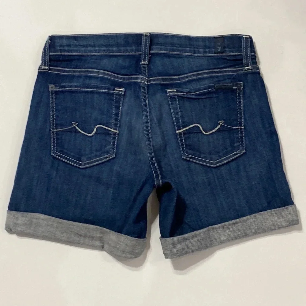 7 For All Mankind Blue Button Fly Cuffed Jeans Size 24